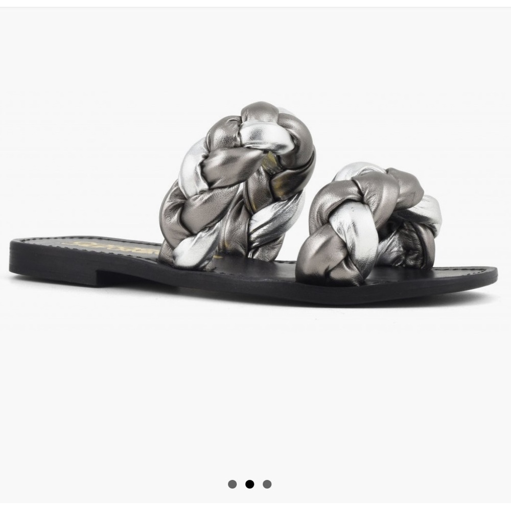 COLORS OF CALIFORNIA Braided silver and black leather Sandal 8.5 - Picture 2 of 5